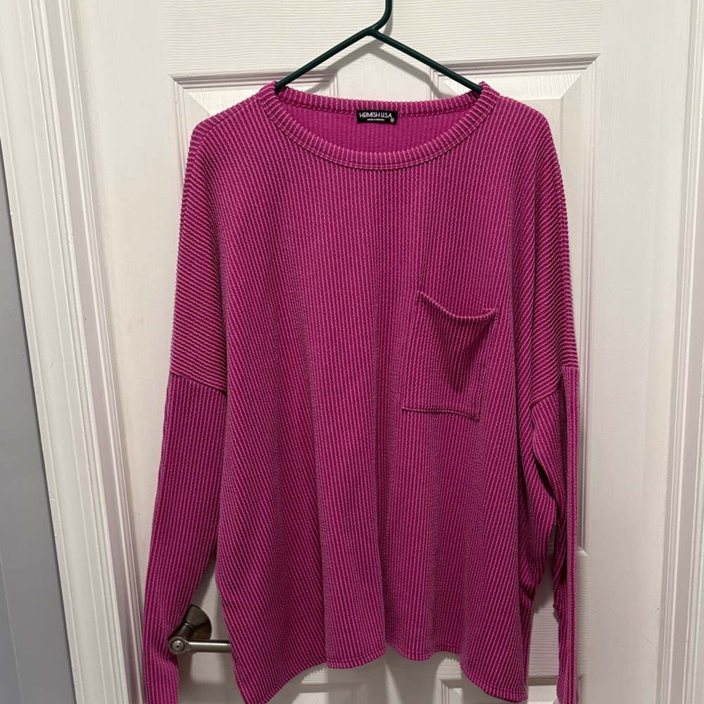 HEIMISH USA Pink Ribbed Knit Top, Oversized